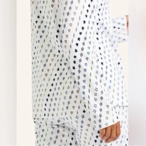 Roller Rabbit x Peloton Limited Edition Print Pajama Top Size L Hearts Stars - Picture 4 of 15